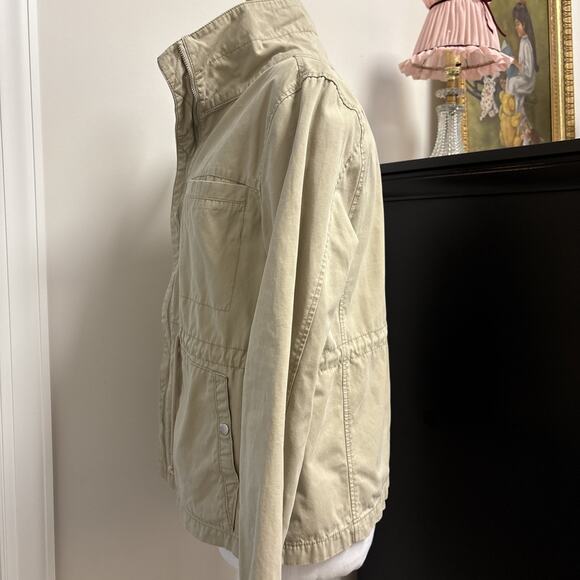 Old Navy Military Field Jacket Khaki Tan Cargo Utility Barn Chore Women's Sz Med - Picture 9 of 16